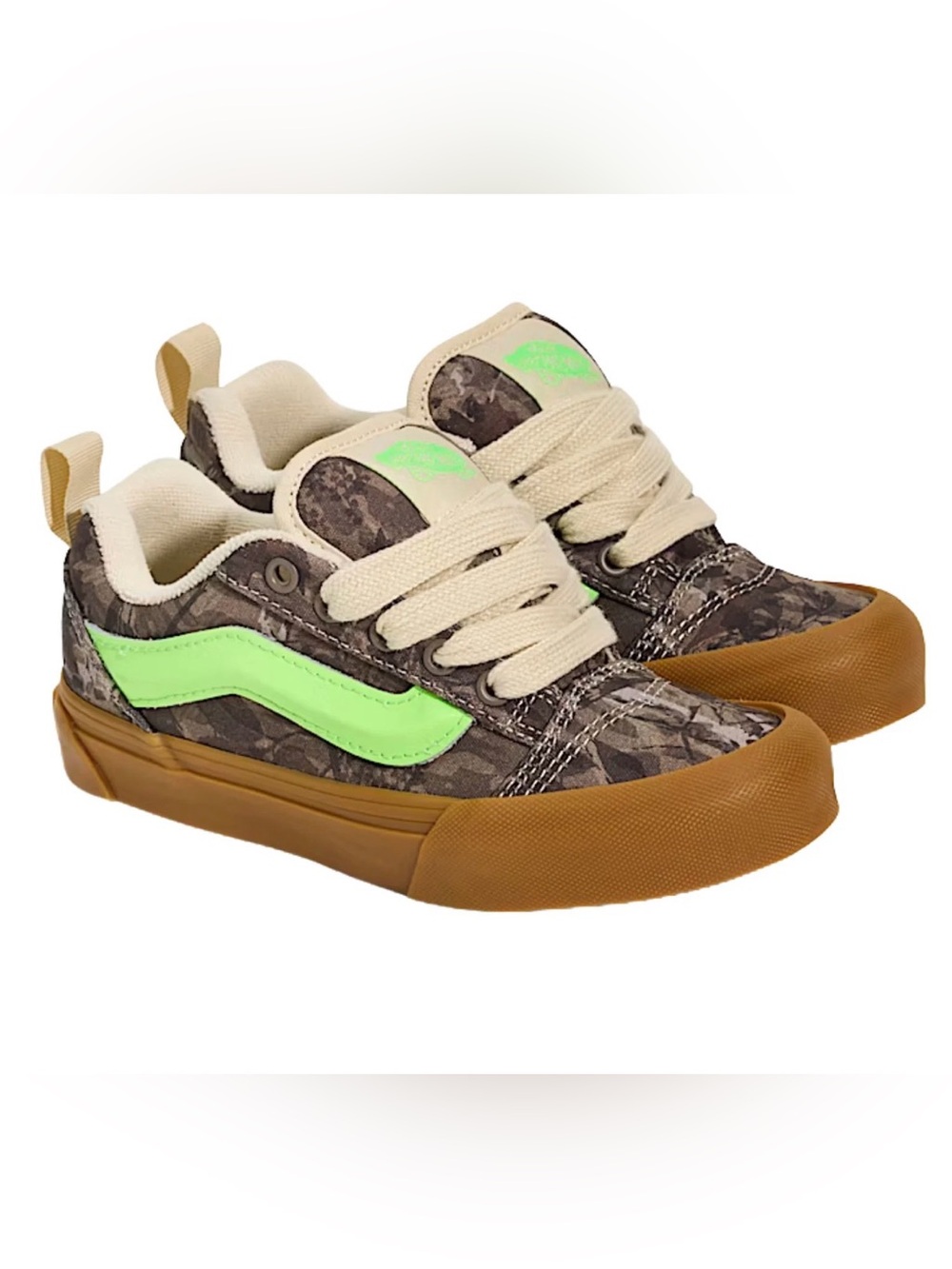 Vans kids Knu Skool Shoes - camo green gecko - size 13
